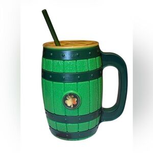St. Patrick’s Day Green Barrel Mug with Shamrock Design